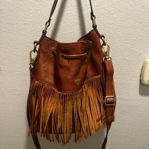 Large Jules Leather Fringe Bucket Bag